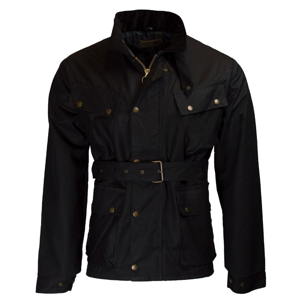 Walker & Hawkes Men's Luxury Black Wax Explorer Biker Jacket