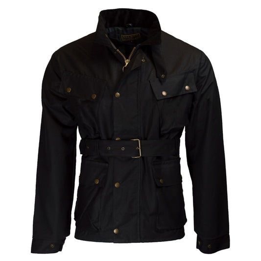 Walker & Hawkes Men's Luxury Black Wax Explorer Biker Jacket