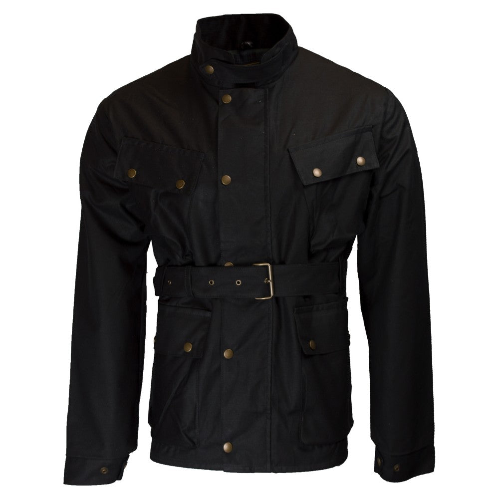 Walker & Hawkes Men's Luxury Black Wax Explorer Biker Jacket