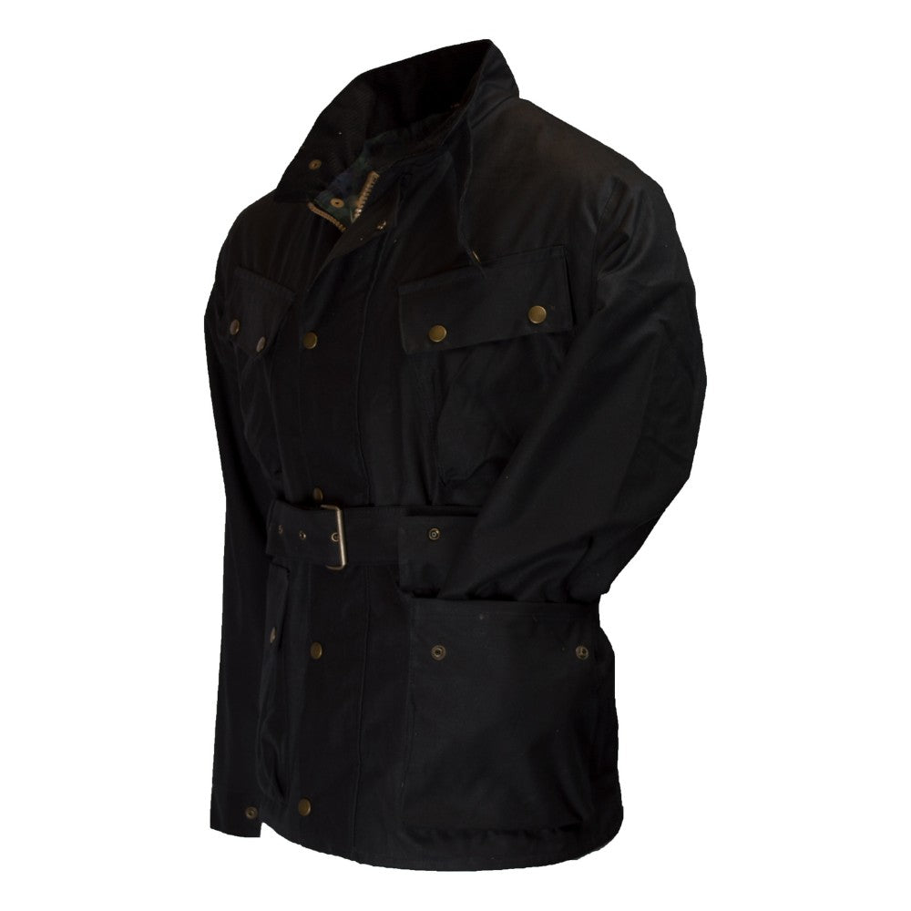 Walker & Hawkes Men's Luxury Black Wax Explorer Biker Jacket
