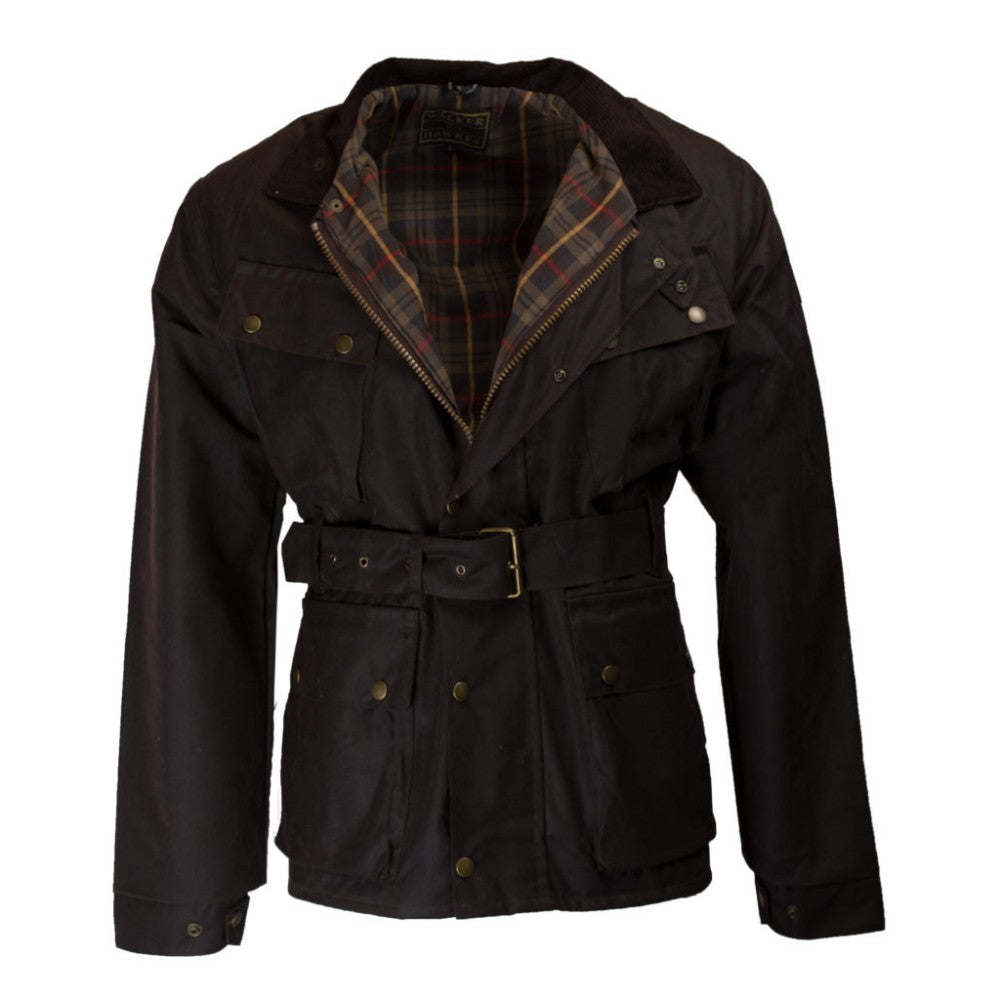 Walker & Hawkes Men's Luxury Brown Wax Explorer Biker Jacket