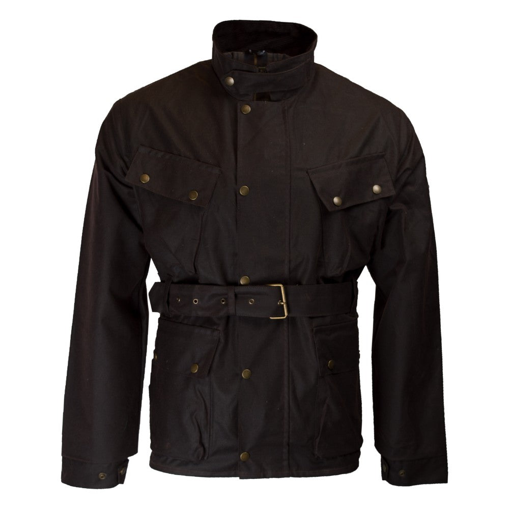 Walker & Hawkes Men's Luxury Brown Wax Explorer Biker Jacket