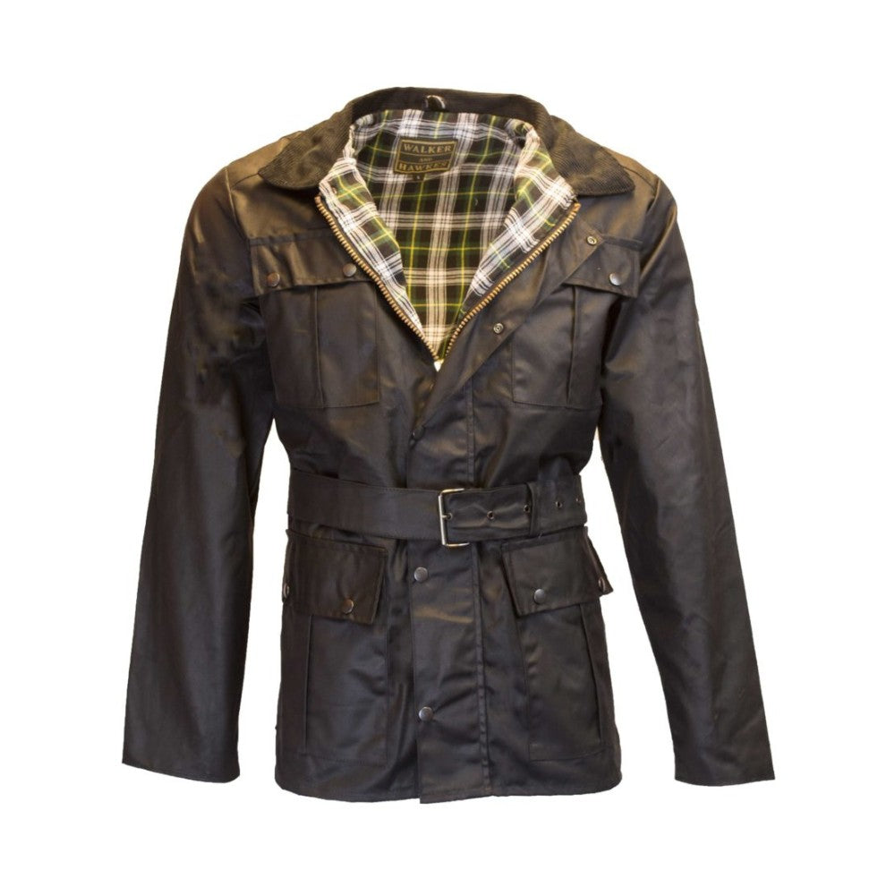Walker & Hawkes Men's Black Wax Grafton Biker Jacket