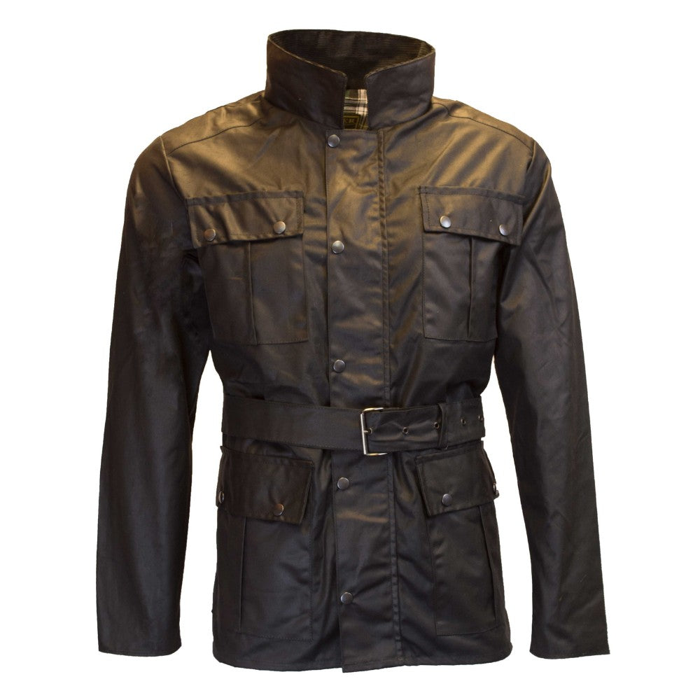Walker & Hawkes Men's Black Wax Grafton Biker Jacket