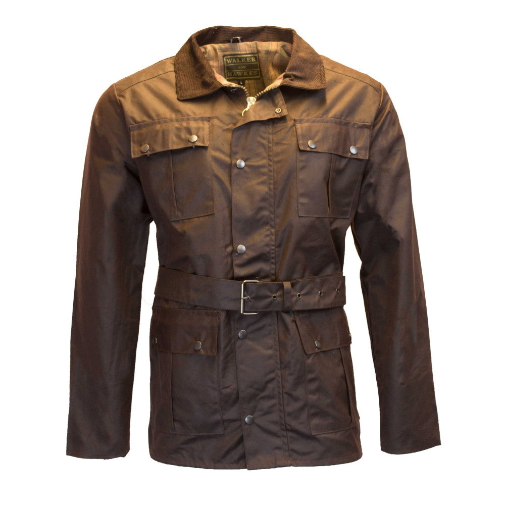 Walker & Hawkes Men's Brown Wax Grafton Biker Jacket