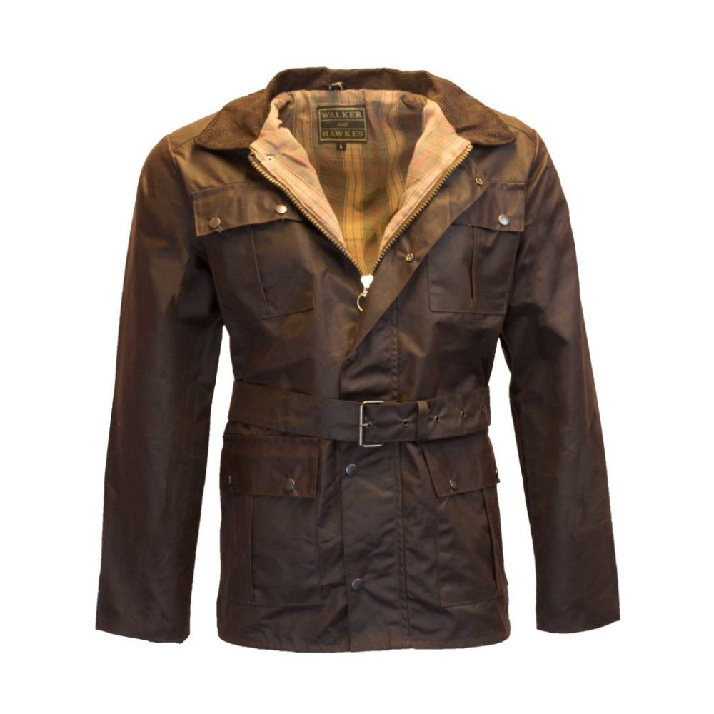 Walker & Hawkes Men's Brown Wax Grafton Biker Jacket