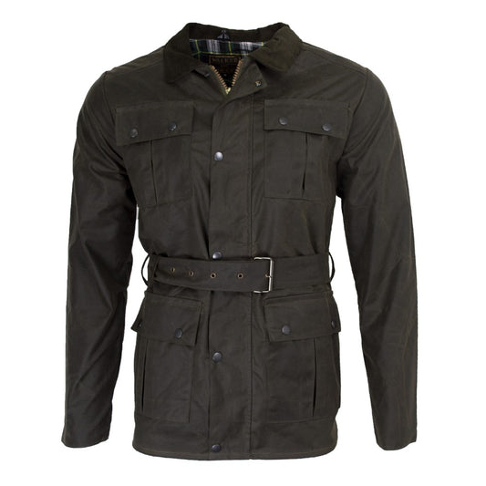 Walker & Hawkes Men's Olive Wax Grafton Biker Jacket