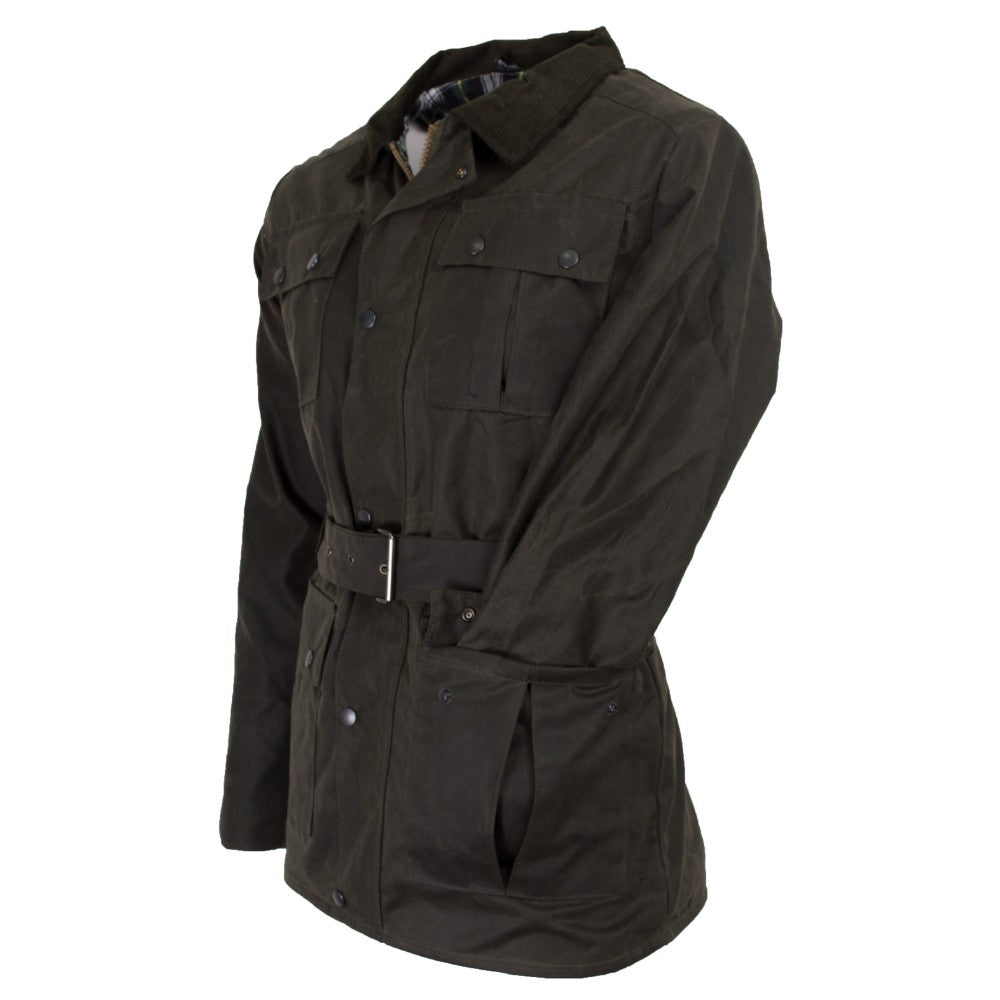 Walker & Hawkes Men's Olive Wax Grafton Biker Jacket