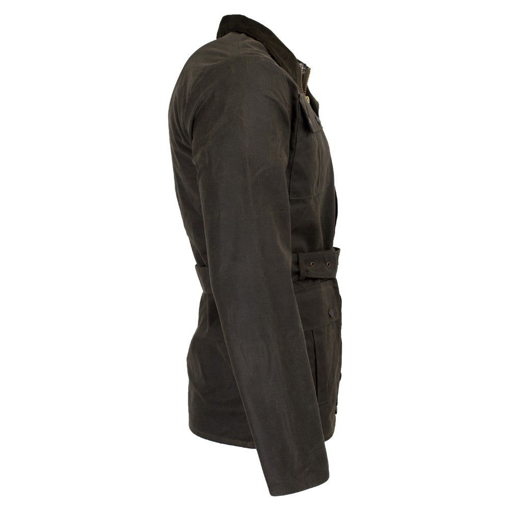 Walker & Hawkes Men's Olive Wax Grafton Biker Jacket