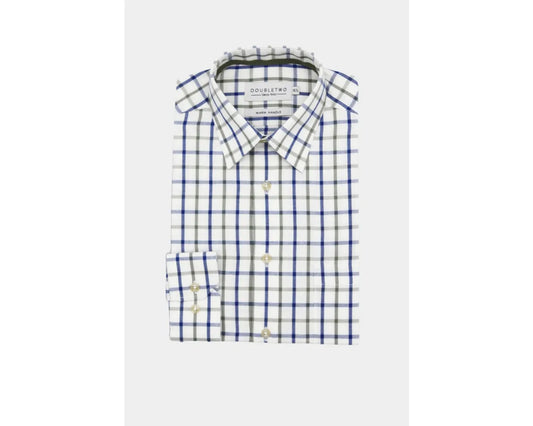 Navy & Sage Tattersall Check 100% Cotton Shirt