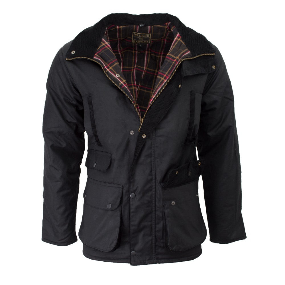 Walker & Hawkes Men's Black Hawthorn Wax Jacket