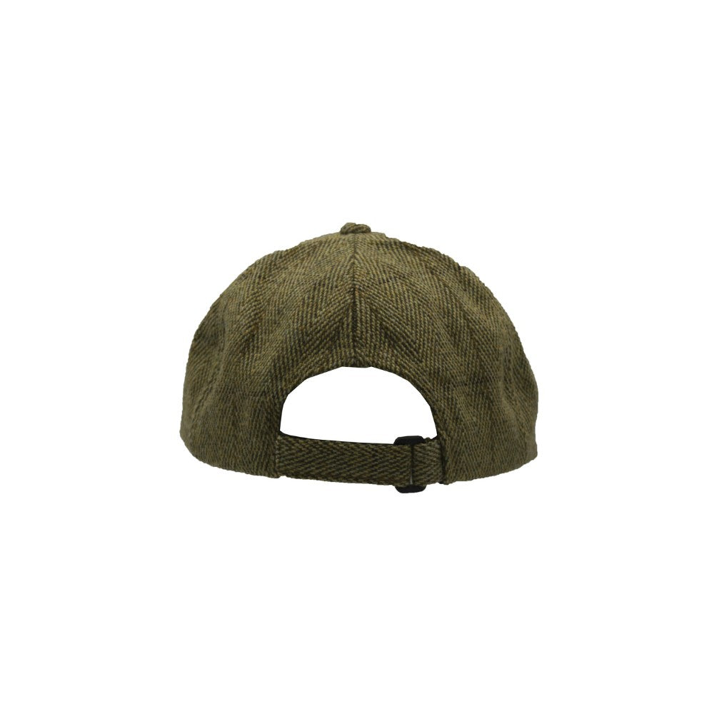 Walker & Hawkes Derby Tweed Duncan Leather Peak Baseball Cap in Dark Sage