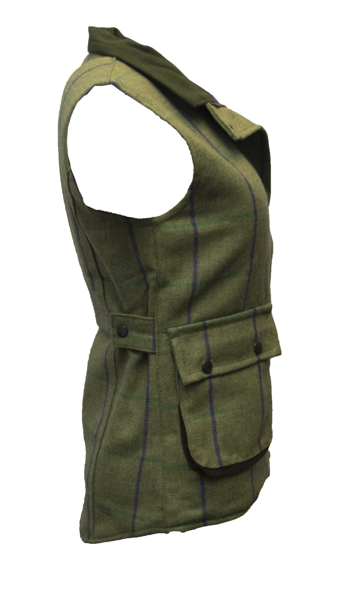 Walker & Hawkes Ladies Bayston Tweed Gilet with Purple Overcheck