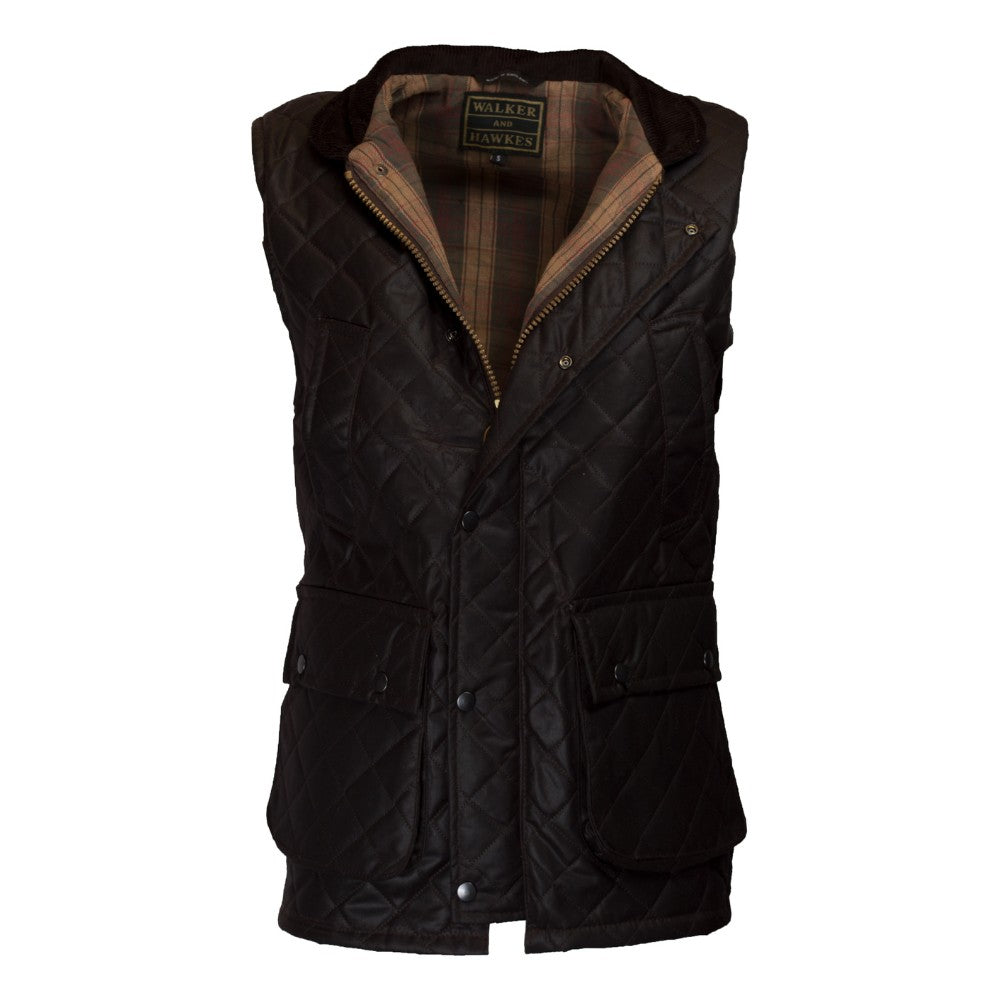 Walker & Hawkes Brown Diamond Quilted Lincoln Wax Gilet