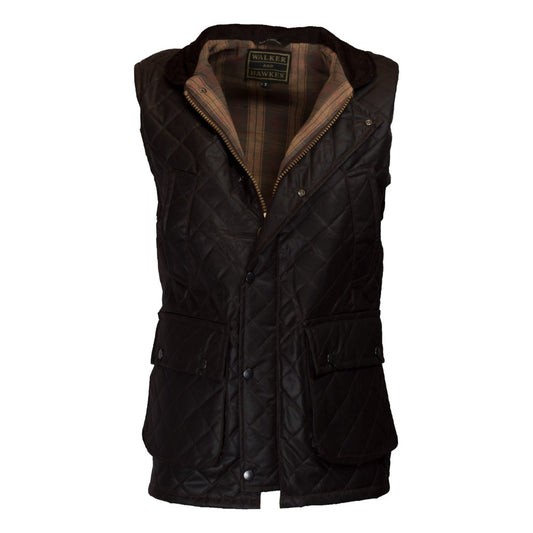 Walker & Hawkes Brown Diamond Quilted Lincoln Wax Gilet