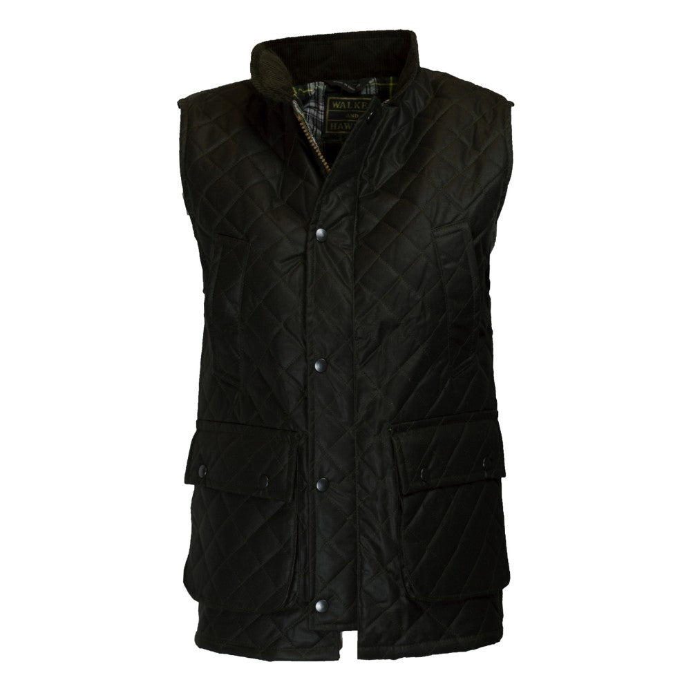 Walker & Hawkes Olive Diamond Quilted Lincoln Wax Gilet