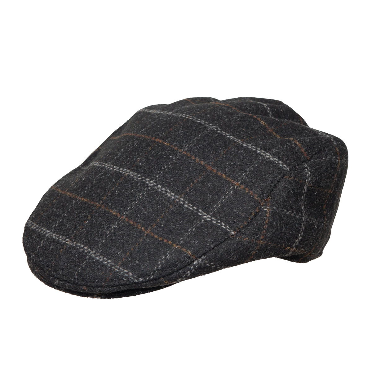 Dents Colliford Charcoal Check Tweed Flat Cap