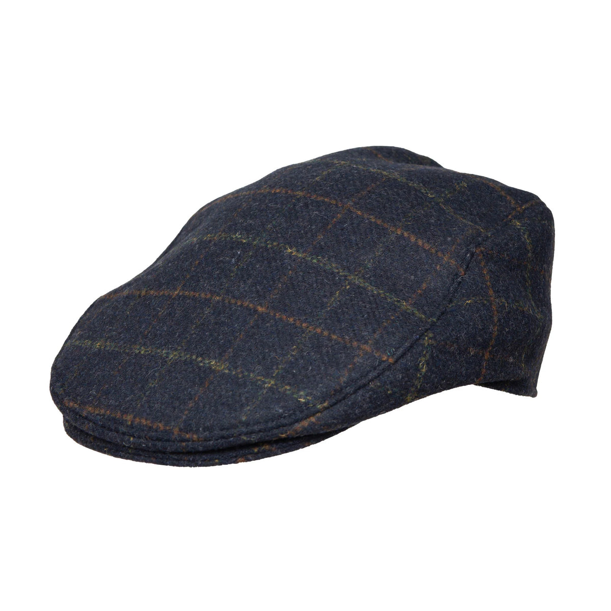 Dents Colliford Navy Blue Check Tweed Flat Cap
