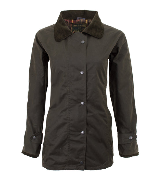 Walker & Hawkes Ladies Olive Wax Victoria Antique Jacket