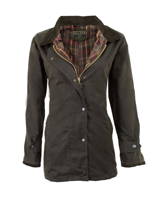 Walker & Hawkes Ladies Olive Wax Victoria Antique Jacket