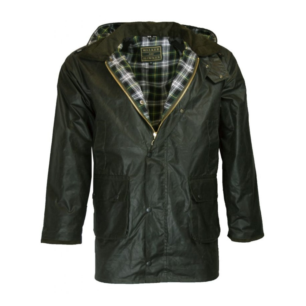 Walker & Hawkes Men's Olive Cupra Wax Poacher Jacket