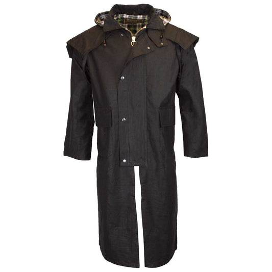 Walker & Hawkes Men's Black Wax Stockman Cape Coat