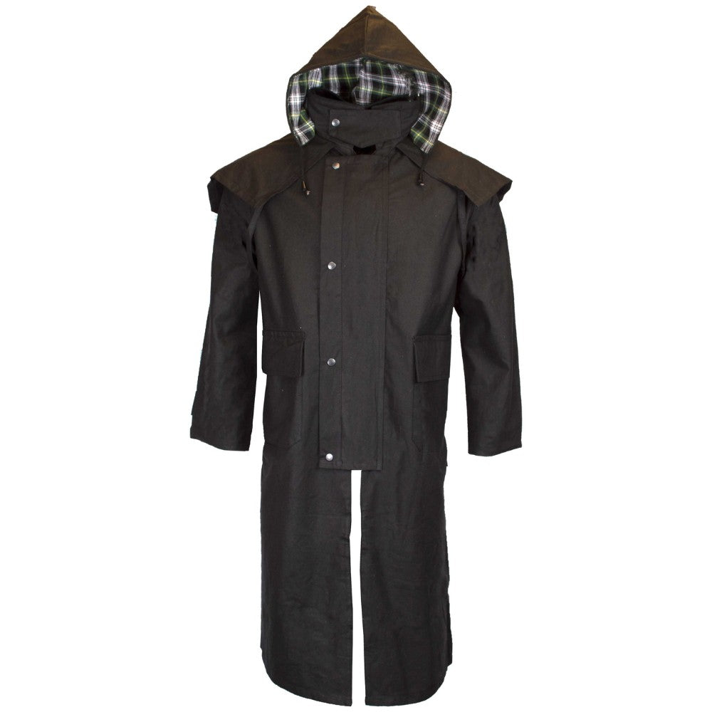 Walker & Hawkes Men's Black Wax Stockman Cape Coat