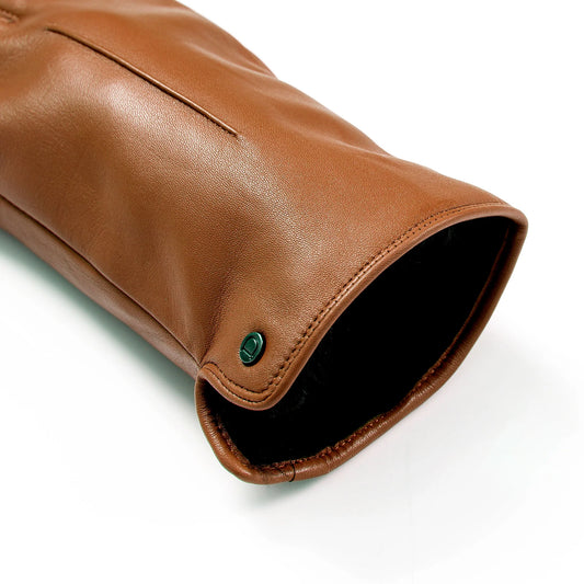 Dents Ladies Leather Touchscreen Faux Fur-lined Gloves in Brown