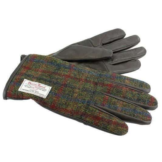 Harris Tweed Gloves in Green Check Tweed