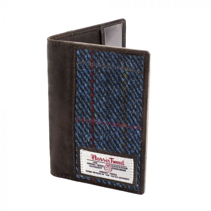 Harris Tweed Passport Holder in Blue Check Tweed