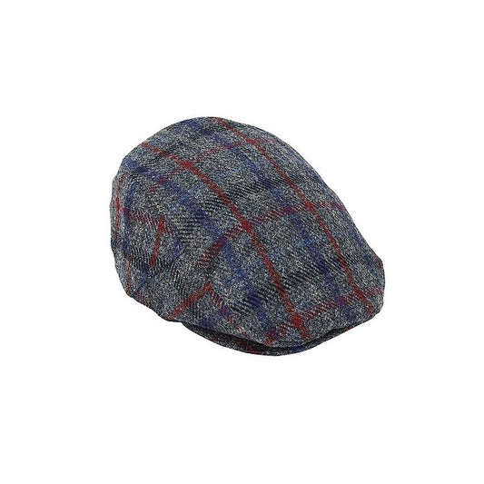 Harris Tweed Grey Check Flat Cap