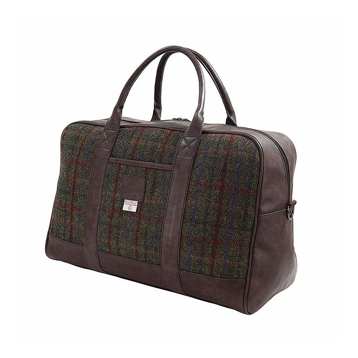 Harris Tweed Green Check Travel Bag