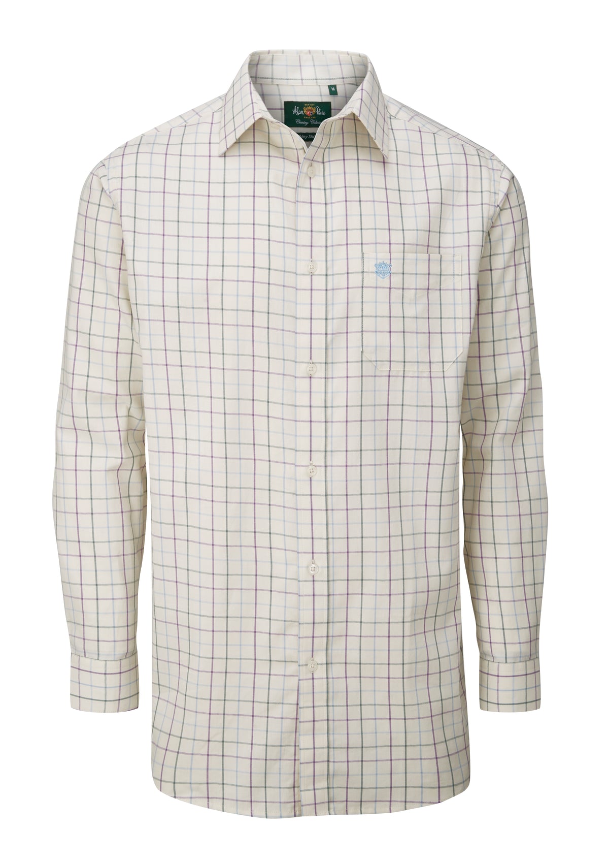 Alan Paine Purple & Blue Country Check 100% Cotton Shirt in Regular Fit