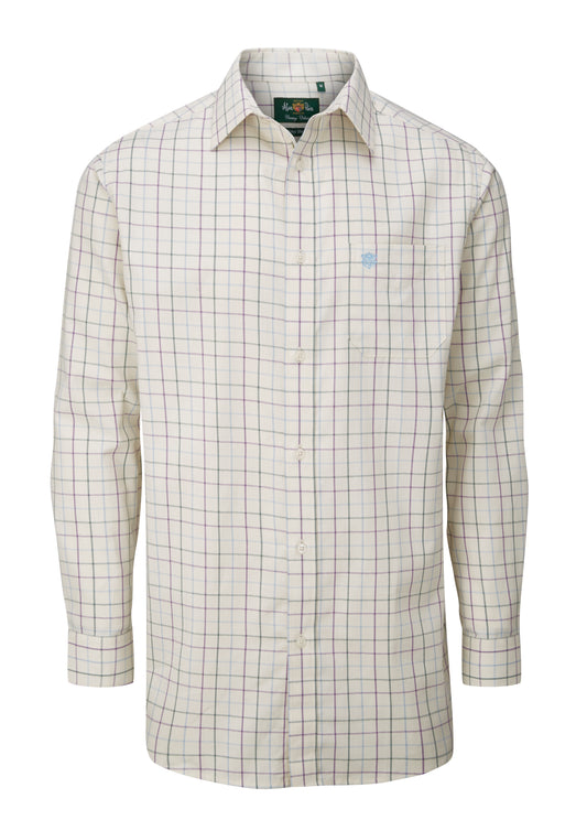 Alan Paine Purple & Blue Country Check 100% Cotton Shirt in Regular Fit