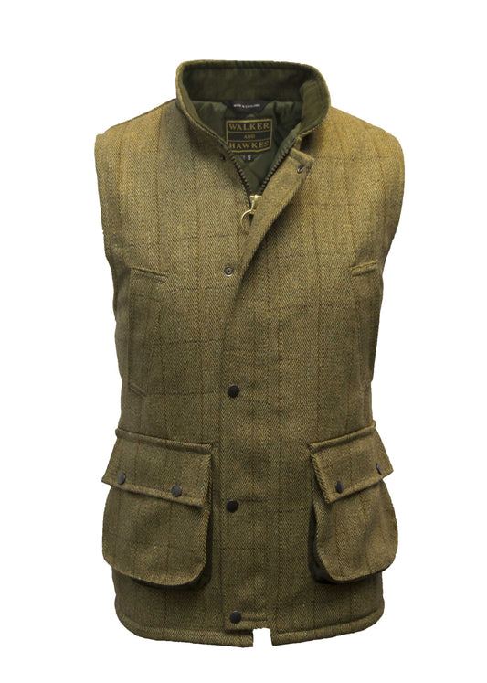 Walker & Hawkes Tweed Barrington Shooting Gilet in Light Sage