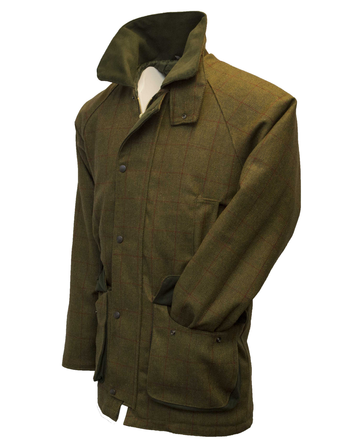 Walker & Hawkes Men's Derby Tweed Barlaston Jacket in Green with Red Overcheck