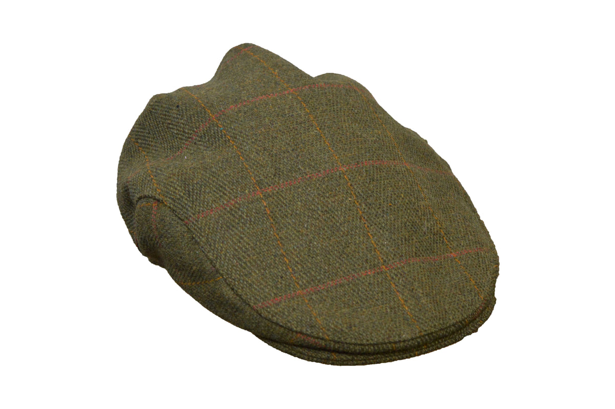 Walker & Hawkes Derby Tweed Flat Cap in Dark Sage