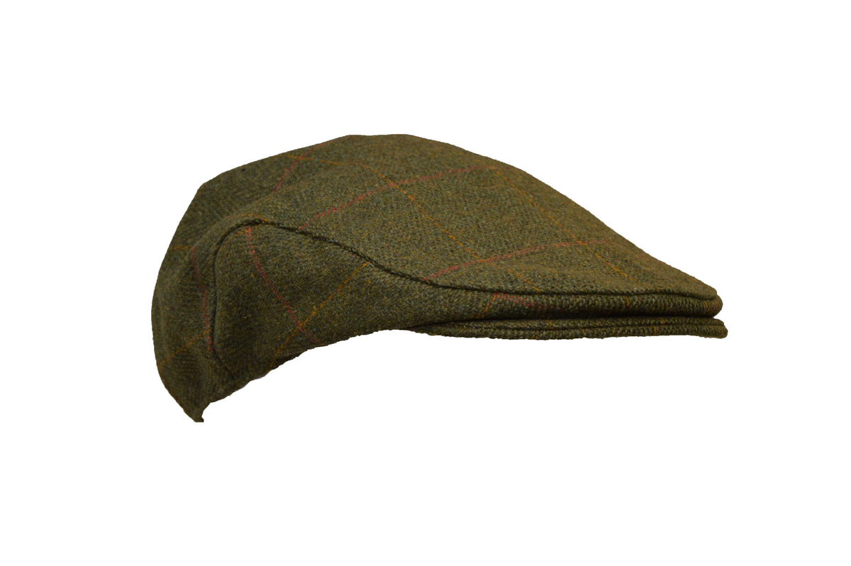 Walker & Hawkes Derby Tweed Flat Cap in Dark Sage
