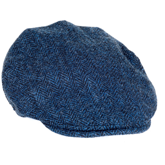 Harris Tweed Blue Herringbone Flat Cap